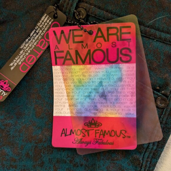 ALMOST FAMOUS Girl's Pants Jeans Skinny Coated 3 Always Fabulous Teal Black NWT - Picture 3 of 10